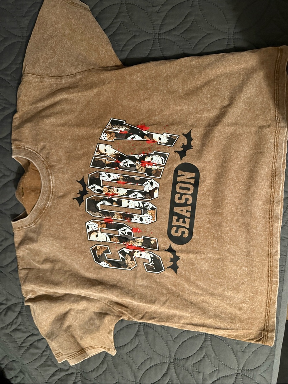 Woman Halloween Graphic Tee - Brown "Scary Season"